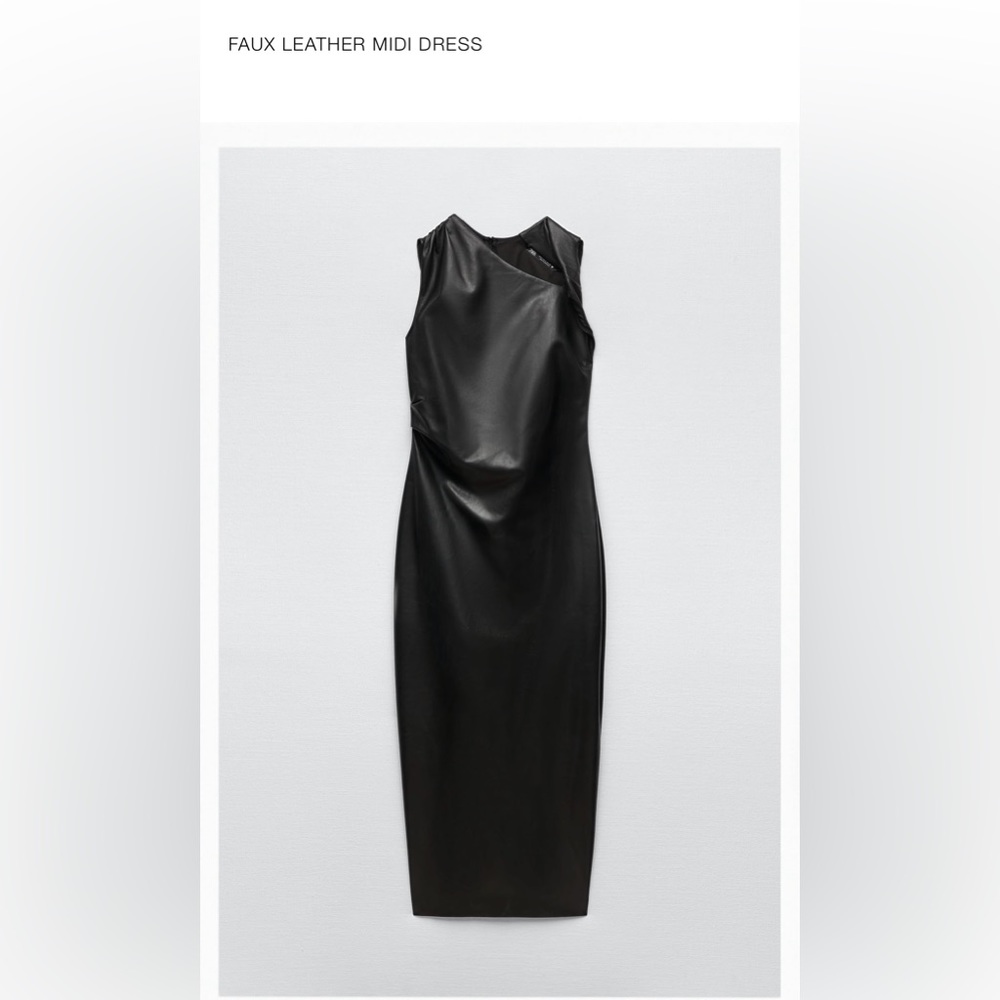 ZARA Faux Leather MIDI Dress